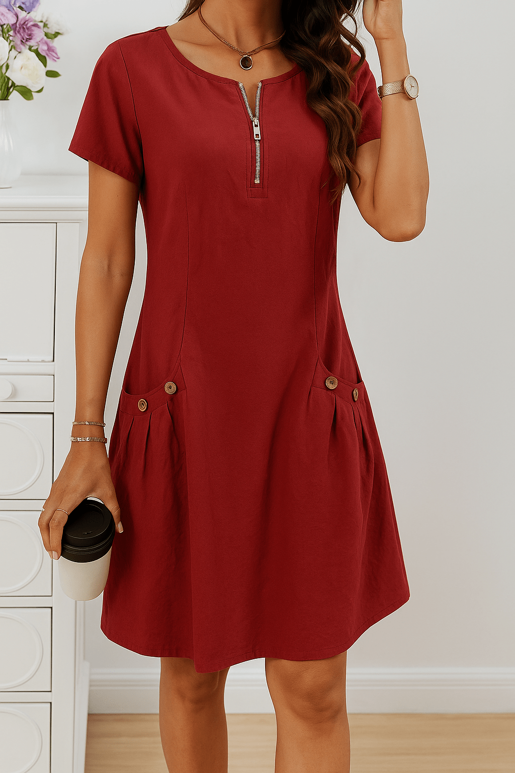 Serena Button Detailed Summer Dress