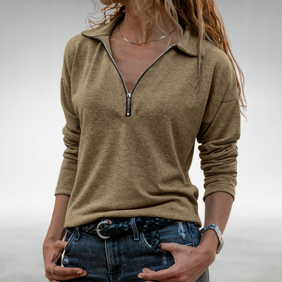 ELODIE | HALF-ZIP PULLOVER WITH ELEGANT TUMMY COVERAGE