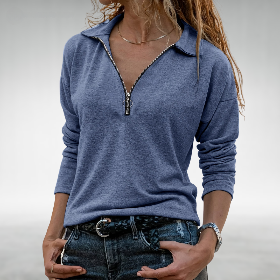ELODIE | HALF-ZIP PULLOVER WITH ELEGANT TUMMY COVERAGE