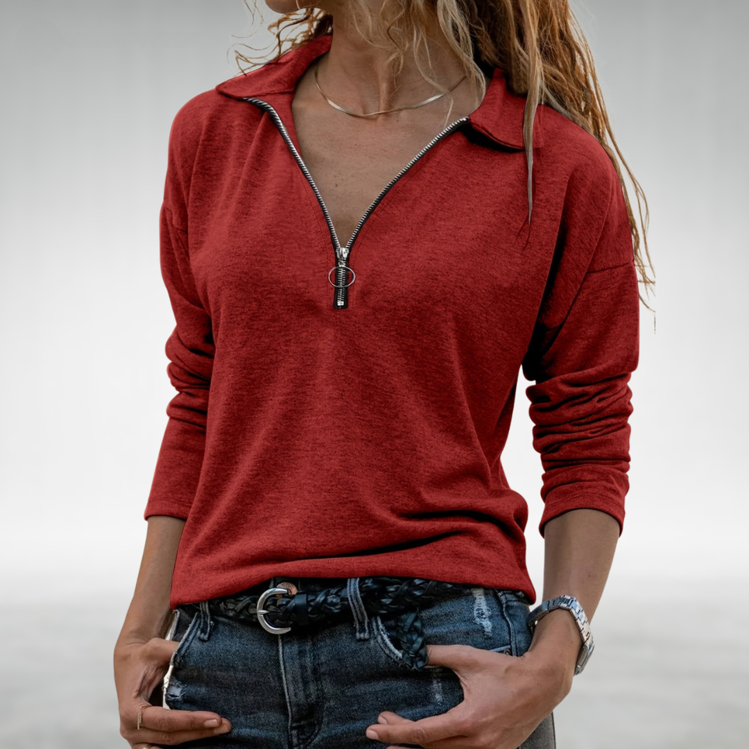 ELODIE | HALF-ZIP PULLOVER WITH ELEGANT TUMMY COVERAGE