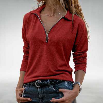 ELODIE | HALF-ZIP PULLOVER WITH ELEGANT TUMMY COVERAGE