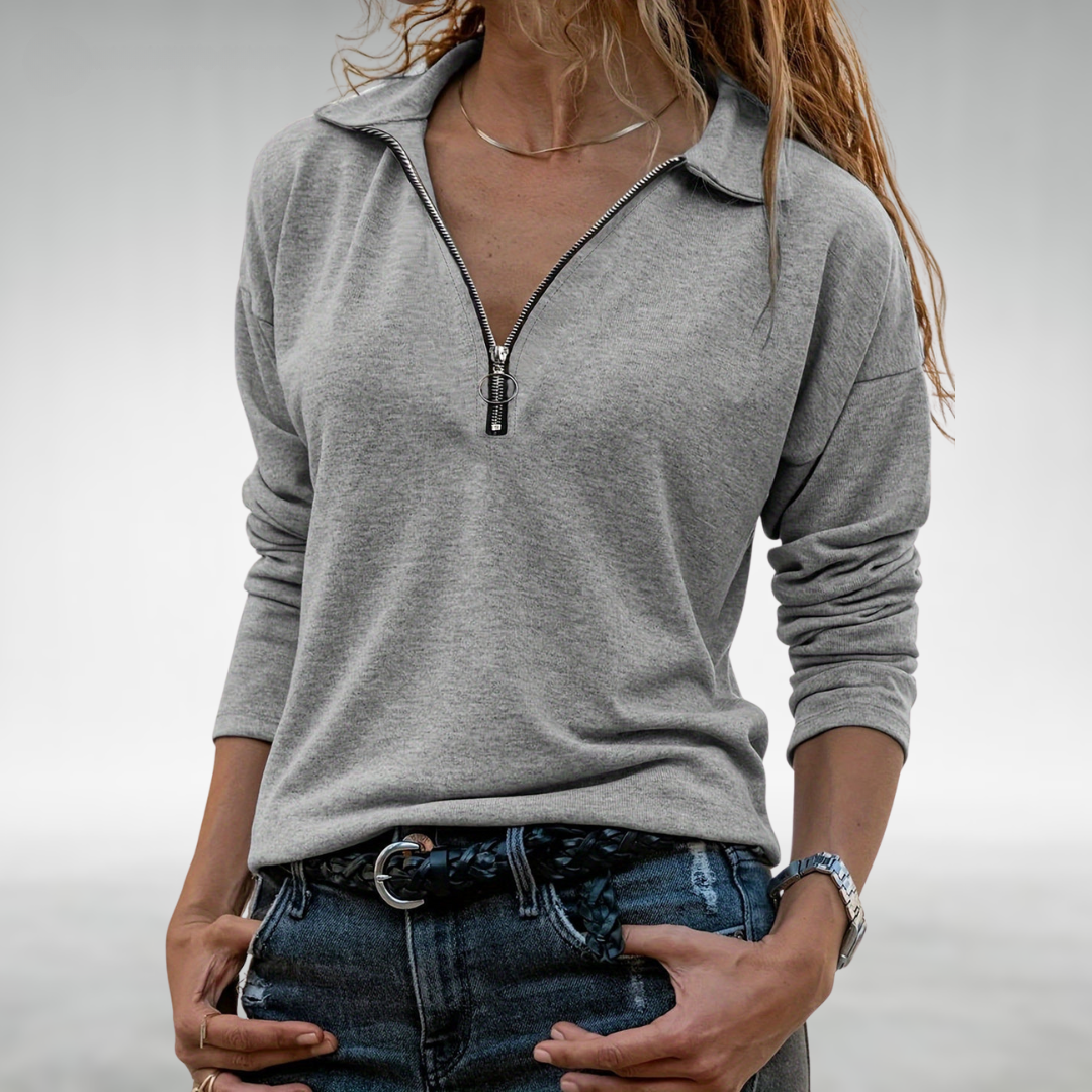 ELODIE | HALF-ZIP PULLOVER WITH ELEGANT TUMMY COVERAGE