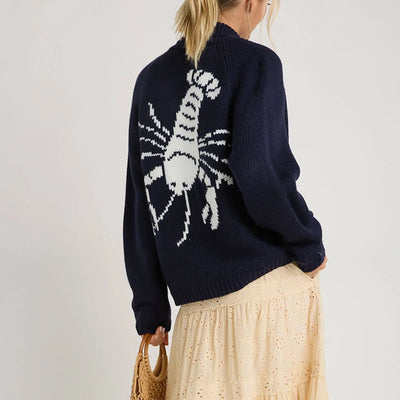 Magda – Women’s Lobster Print Knit Cardigan Coat