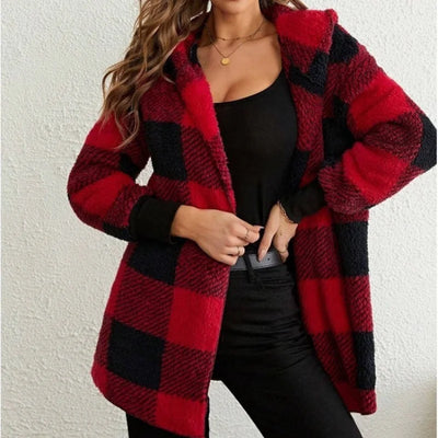 Rowena – Women’s Plaid Fleece Hooded Jacket