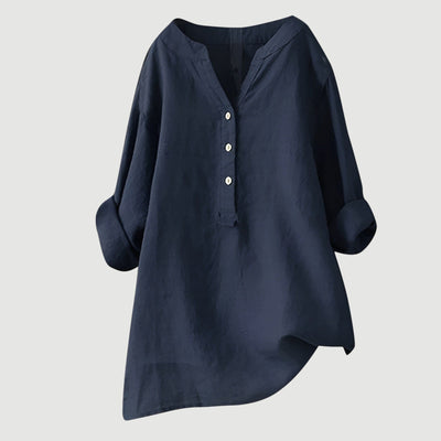Solara Button-Front Linen Shirt