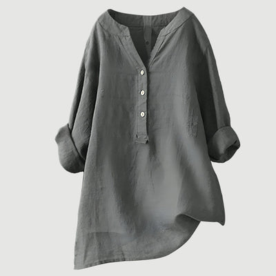 Solara Button-Front Linen Shirt