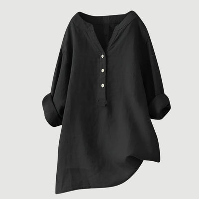 Solara Button-Front Linen Shirt