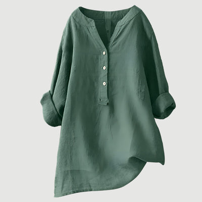 Solara Button-Front Linen Shirt