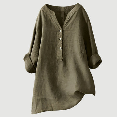 Solara Button-Front Linen Shirt